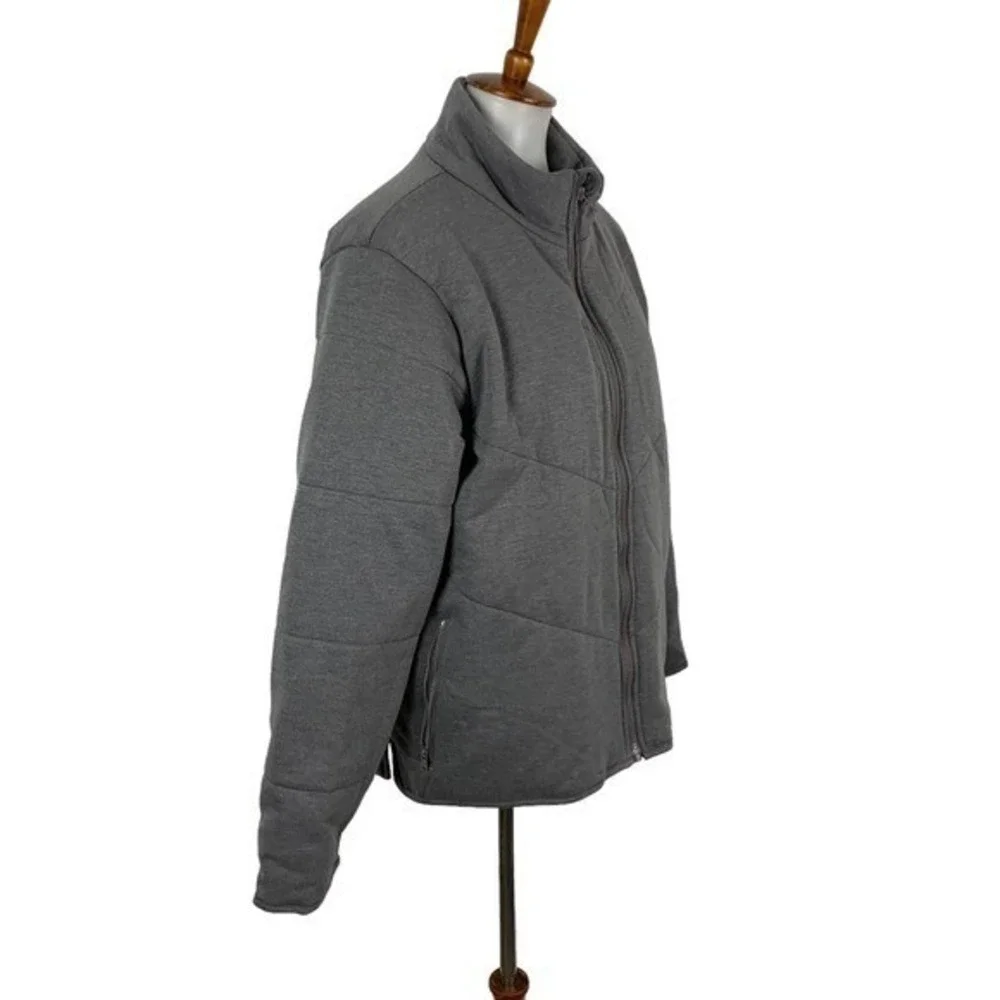 Three Dots Gray Full Zip Puffer Jacket Heather Pavement XL Lightweight Quilted